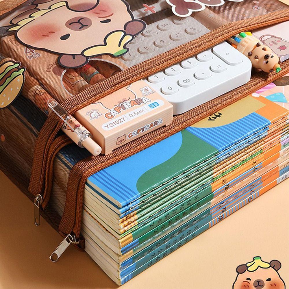Dark Brown Capybara Bag A4/A5/A6 File Bag Cartoon Pen Bag  Back To School