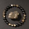 Festive Gifts Matte Black Onyx And Faceted Pyrite Beaded Bracelet Bold Fashion Jewelry For Men Daily Wear Simple Versatile Accessory