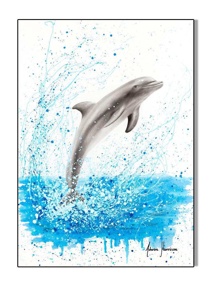 Abstract Ocean Animals Posters Canvas Painting Dancing Marlin Dolphin Fish Wall Picture Minimalist Print Livinig Room Home Decor