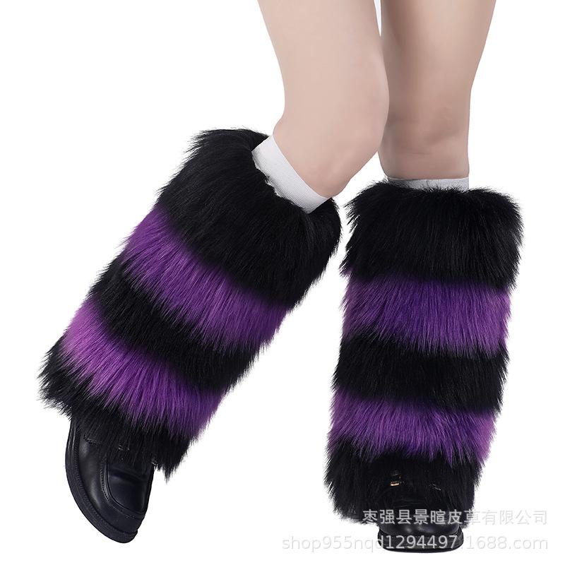 Subculture White Fluffy Socks Cover Women's Q Show Leg Ring Medium Tube Calf Socks Star Element Plush Leg Cover K