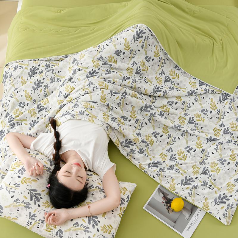 New Prints Ice Silk Summer Quilt Soft Silky Lightweight Cool Feeling Blanket for Bed Double Side Cooling Fabric Comforter Duvet