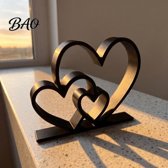 Romantic Desktop Decoration Double Heart Figurine, 3D Printed Love Decor for Valentine's to Connection Statue Day, Anniversary Gift Couples, Cute Home
