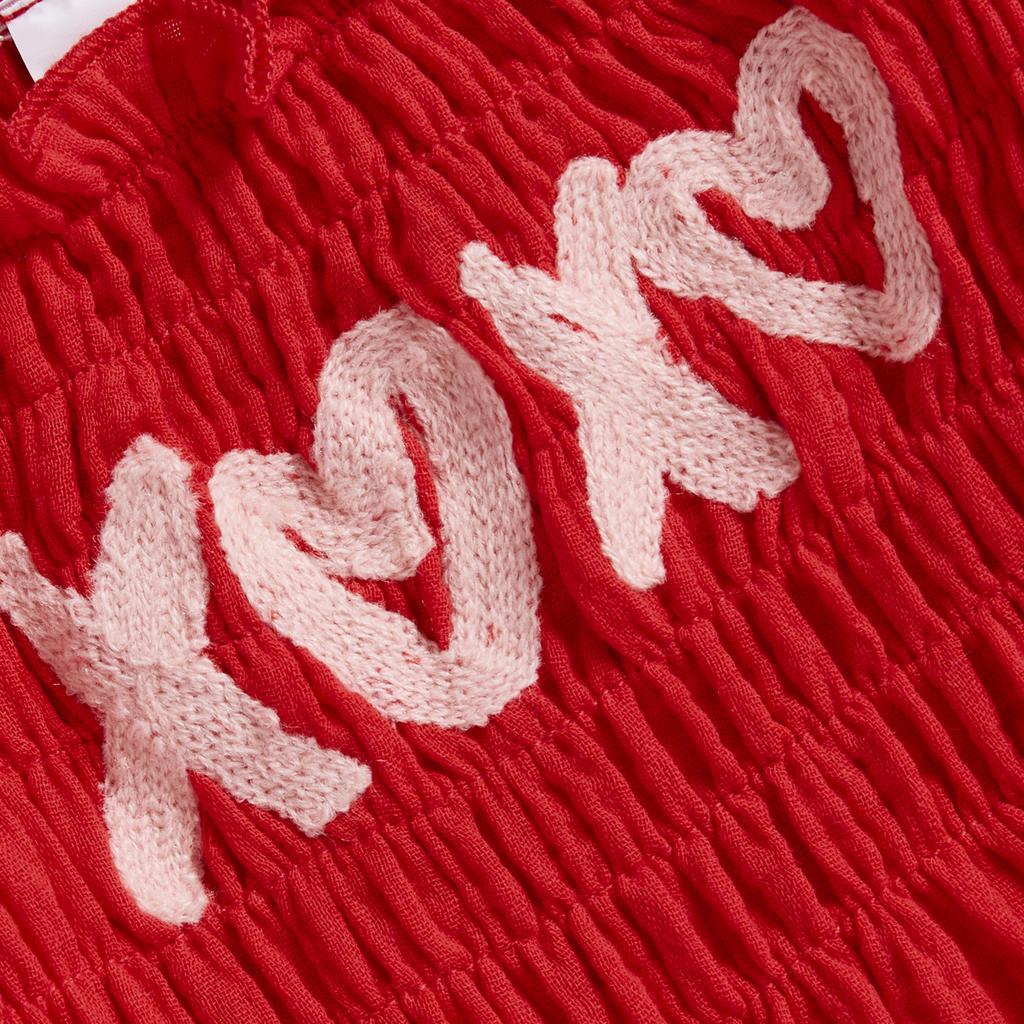 Baby Mädchen Strampler Valentinstag Kleidung Herz Buchstaben Stickerei Langarm Frühling Bodys mit Stirnband