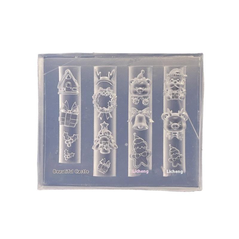 1Pcs Christmas Snowman Christmas Tree 3D Nail Mold Santa Claus Nail Decorations Diy Design Silicone Manicure Mold Nail Art Charm