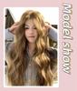 Natural Anti-Shedding Water Wave Long Curly Wig for Women, Linen Brown, Korean Style, Atmospheric Full Wig Cap
