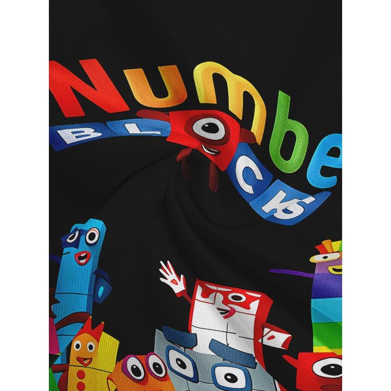European sizes 3D Printed Polyester Boys Tee | Numberblocks Fun Design Vibrant characters and show logo showcase educational cartoon fashion