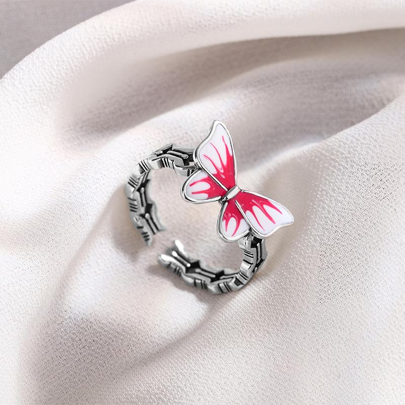 Simple High-end Glue Butterfly Ring Niche Design Personality Fashion Temperament Light Luxury Open Female Ring