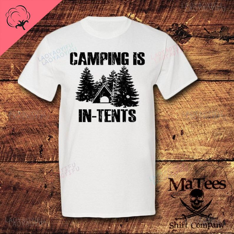 Camping Is inTents Men for Female Funny Camping Casual Harajuku Streetwear Aesthetic Loose Oneck Harajuku Printed Tshirt Tops