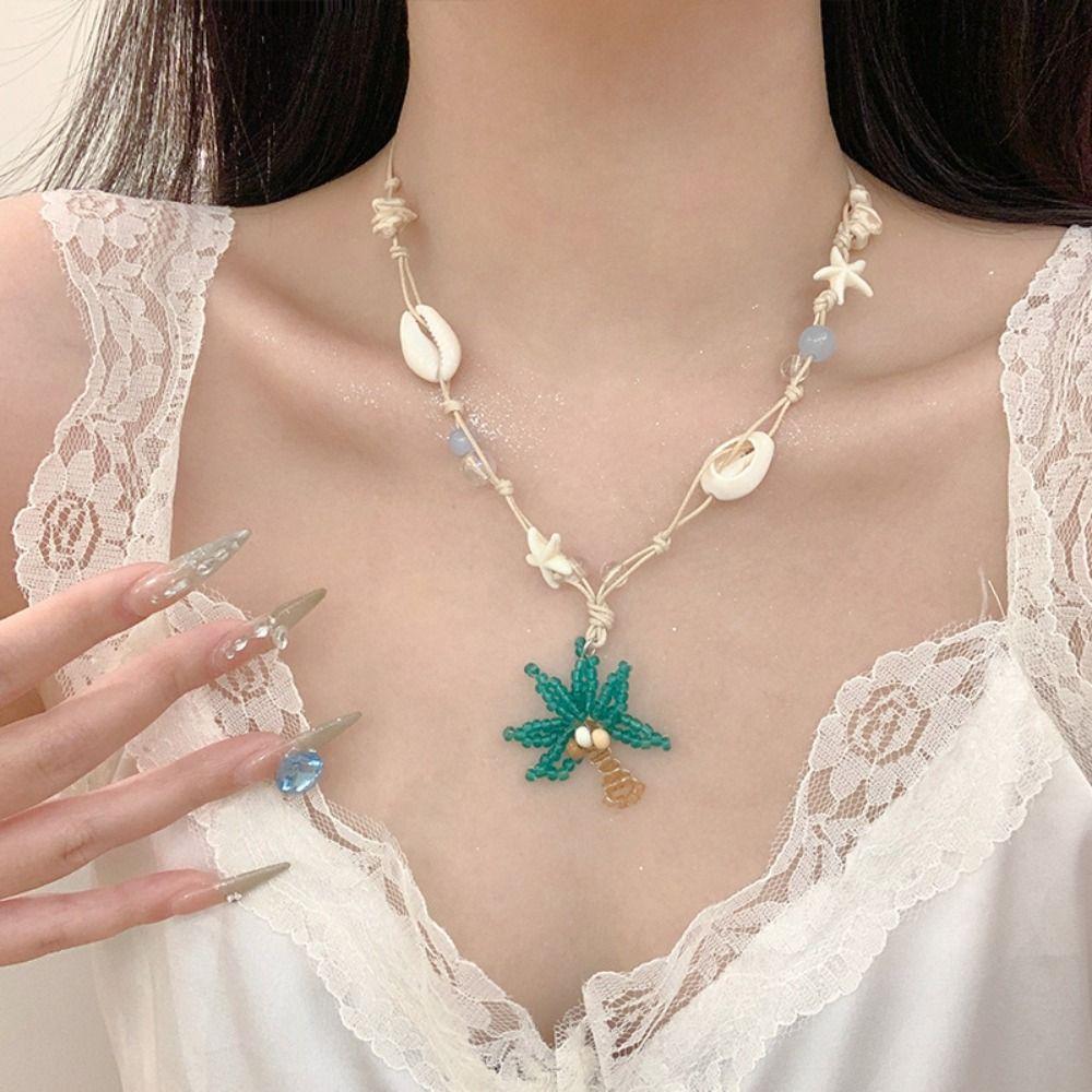 Jewelry Shell Beads Necklace Colorful Seaside Vacation Choker Trendy Bohemia Beads Necklace  Girls
