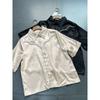 Export Pure Original Smooth Material Imitation Acetate Texture Lapel Shirt Tops Exquisite Commute Style Minimalist Short Sleeve Shirt