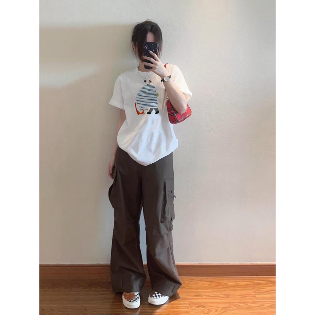 Men's and women's pure cotton short-sleeved summer new fashion printed white T-shirt loose inner bottoming shirt top