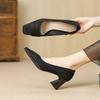 Fashion Luxury Satin Chunky Heels Women Loafers Autumn Elegant Square Head Mid Heeled Women Pumps Fashion Banquet Office Shoes for Women
