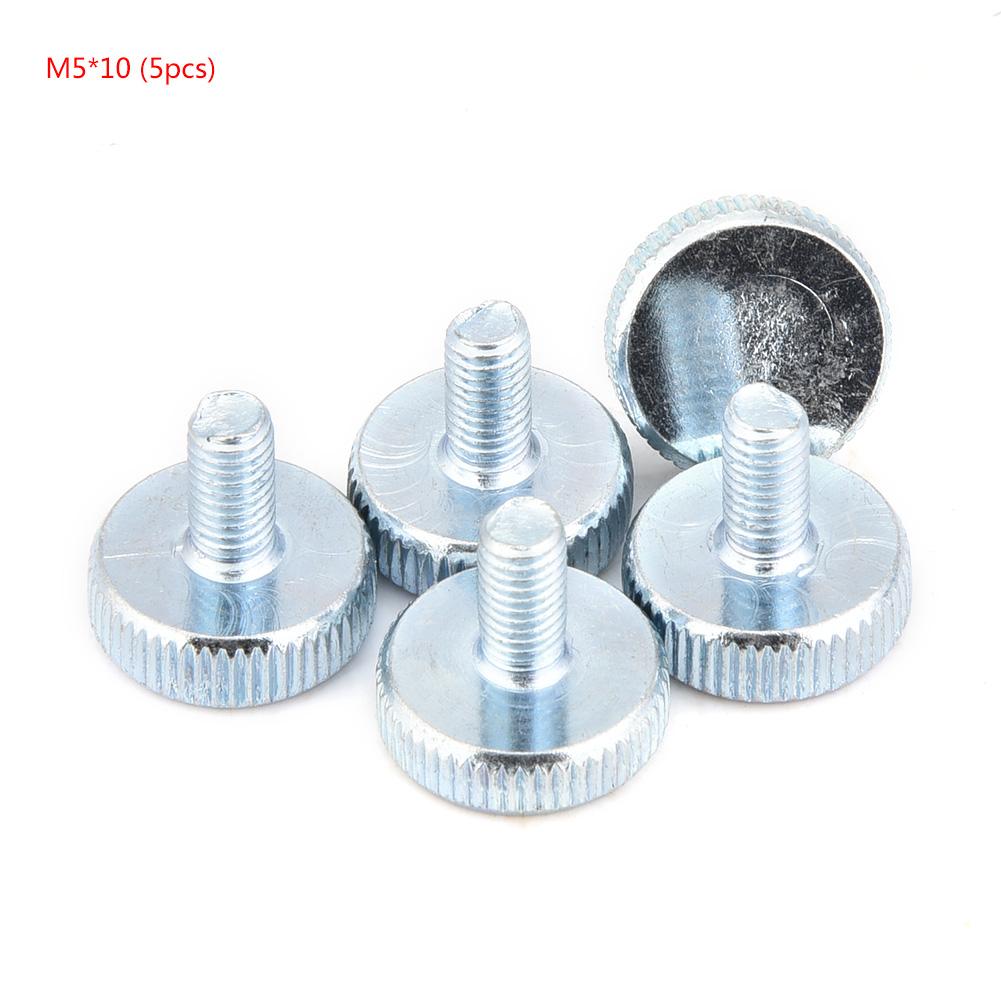 M5 Zinc Plated Carbon Steel Flat Knurled Head Thumb Screws (M5*8; 5pcs)