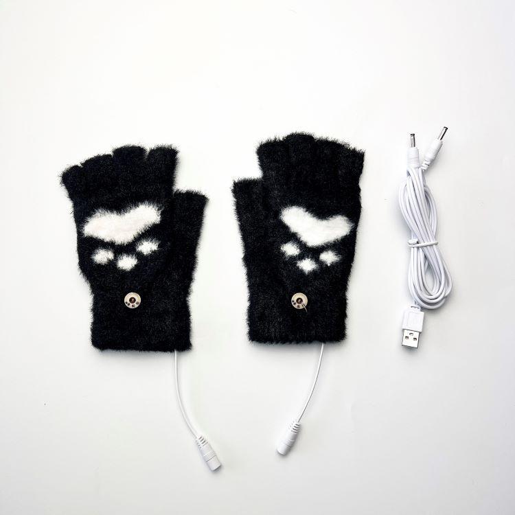 

USB-перчатки с электроподогревом для взрослых студентов, трикотажные, с откидной крышкой, с полупальцами, с рисунком «медвежья лапа», с двусторонним подогревом, 3-ступенчатая регулировка температуры, опционально average size double-sided heating