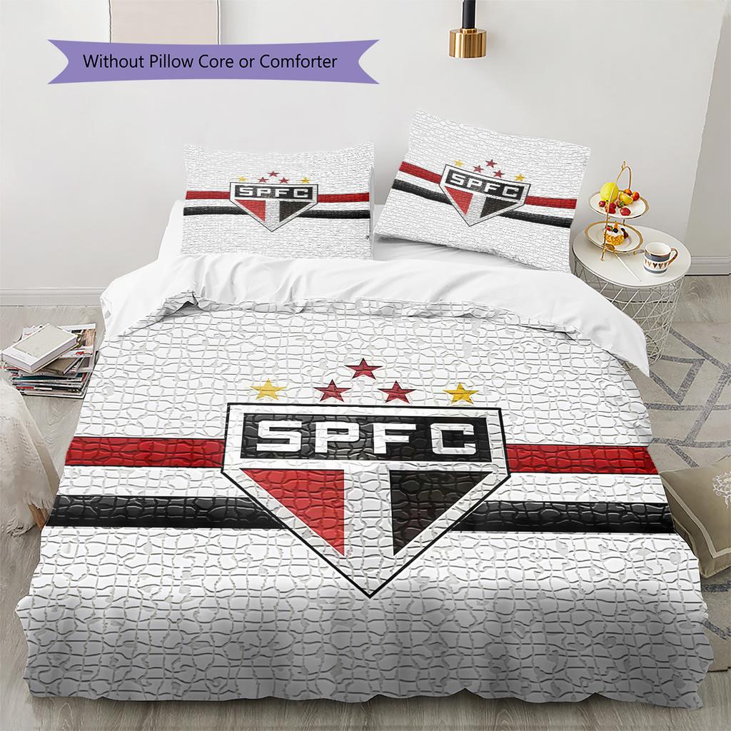 Sao Paulo FC3 Pattern Bedding Quilt Set  Home Decoration  Gift (1 * Duvet Cover + 2 * Pillowcase  Without Core)