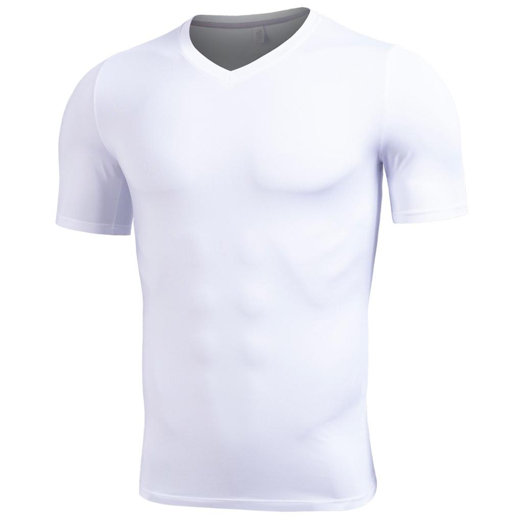 Men's Sports V Neck Short Sleeve T-shirt  Quick Dry Fitness Workout Training Tee Activewear