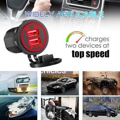 Dual Usb Socket Car Charger Quick Charge 3.0 12v/24v Usb Fast Charger Socket Touch Switch For Car Boat Marine Motorcycle