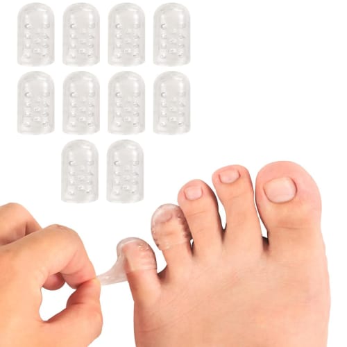 

karonpeln 10-Piece Set of Silicone Toe Caps, Transparent, for Pinky Toes, Toe Cots, Toe Caps, Protectors, Toenail Protection Caps, Cushioned, Shock Ab