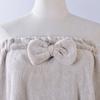 Soft Coral Fleece Bath Wrap With Bow Detail Ultra Absorbent Towel Women Shower Robe