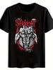 [Slipknot Graphic Tee] Slipknot Graphic T-shirt | Black Crew Neck Short Sleeve Tee with Aggressive Bull Design