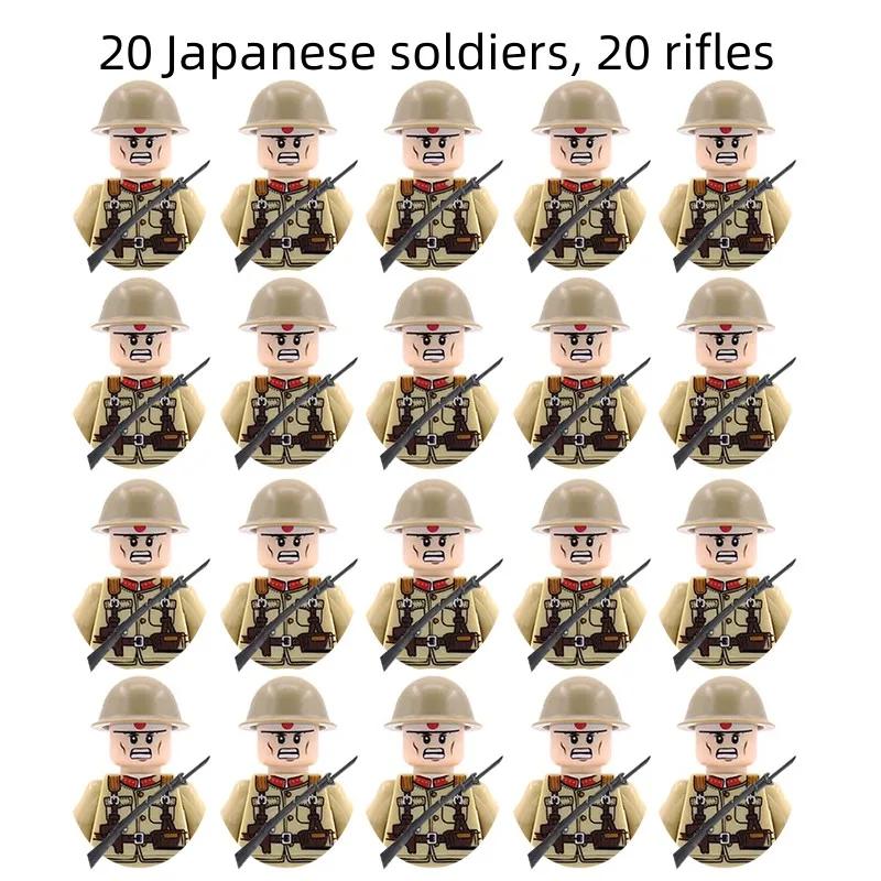 20Pcs/Set WW2 Military Soldier Array Soviet US UK France Japan Canada Italy China Building Blocks Action Figure Bricks Kids Toy