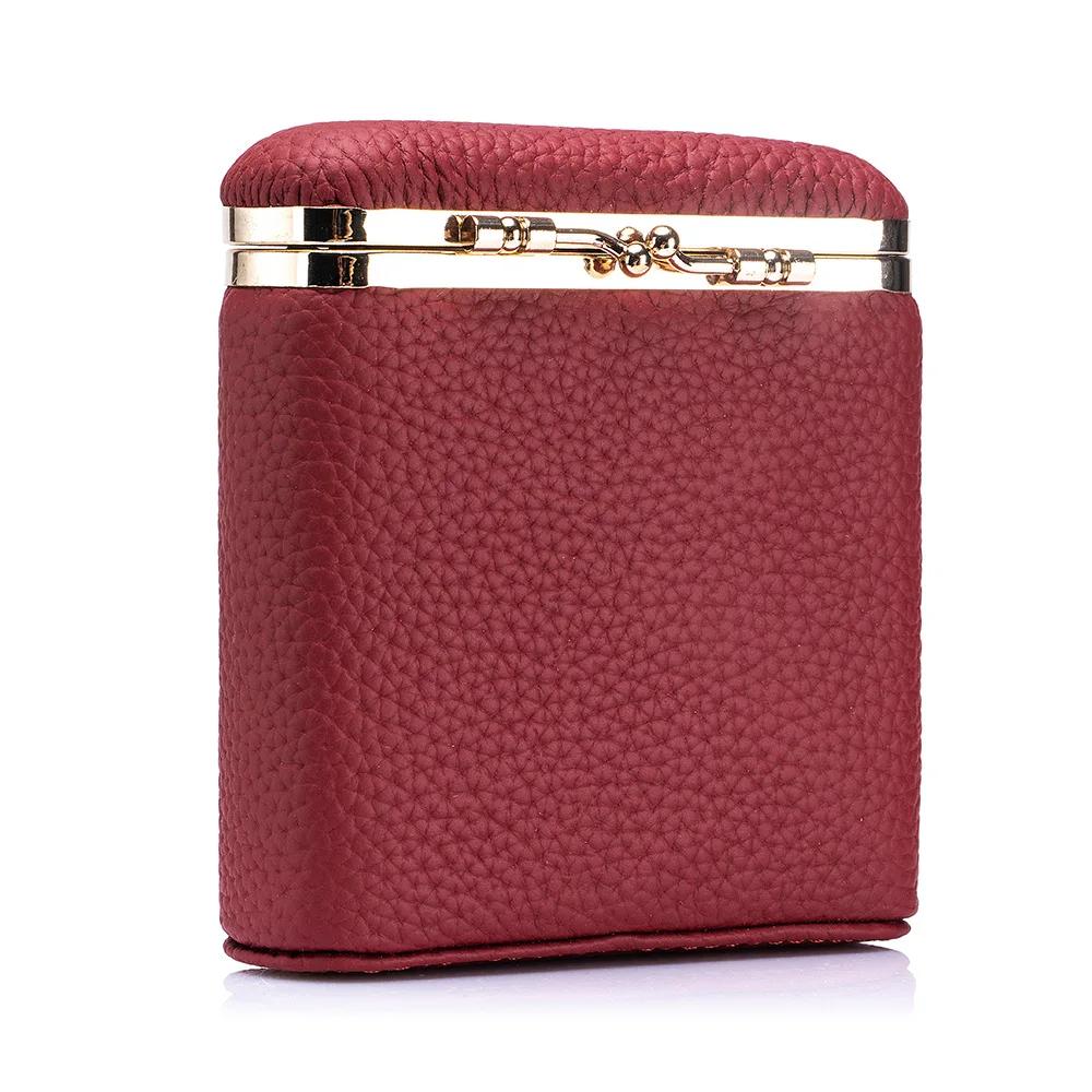Mini Sac de Maquillage Simple Portable en Cuir Miroir Rangement Usage Personnel Femmes Petits Étuis à Rouge à Lèvres Sacs à Cosmétiques
