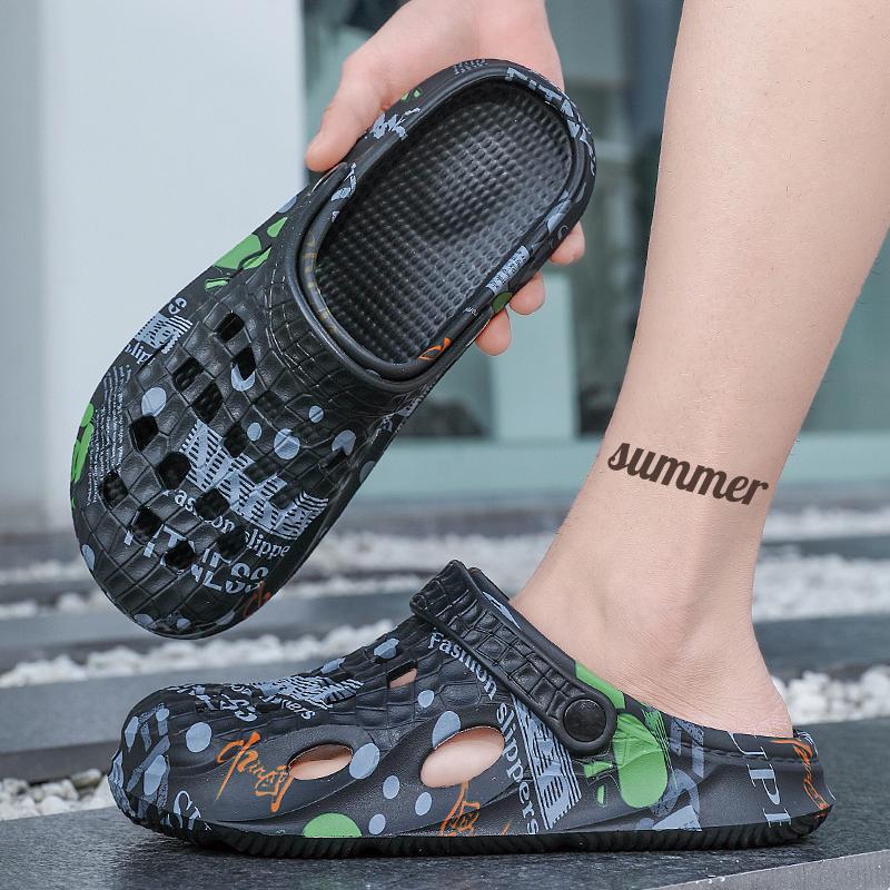 

Модные тапочки Мужские лето 2024 Новые Нескользящие Домашние Модные Водонепроницаемые Мужские Туфли Тапочки на толстой подошве мужские сандалии 39 чёрный