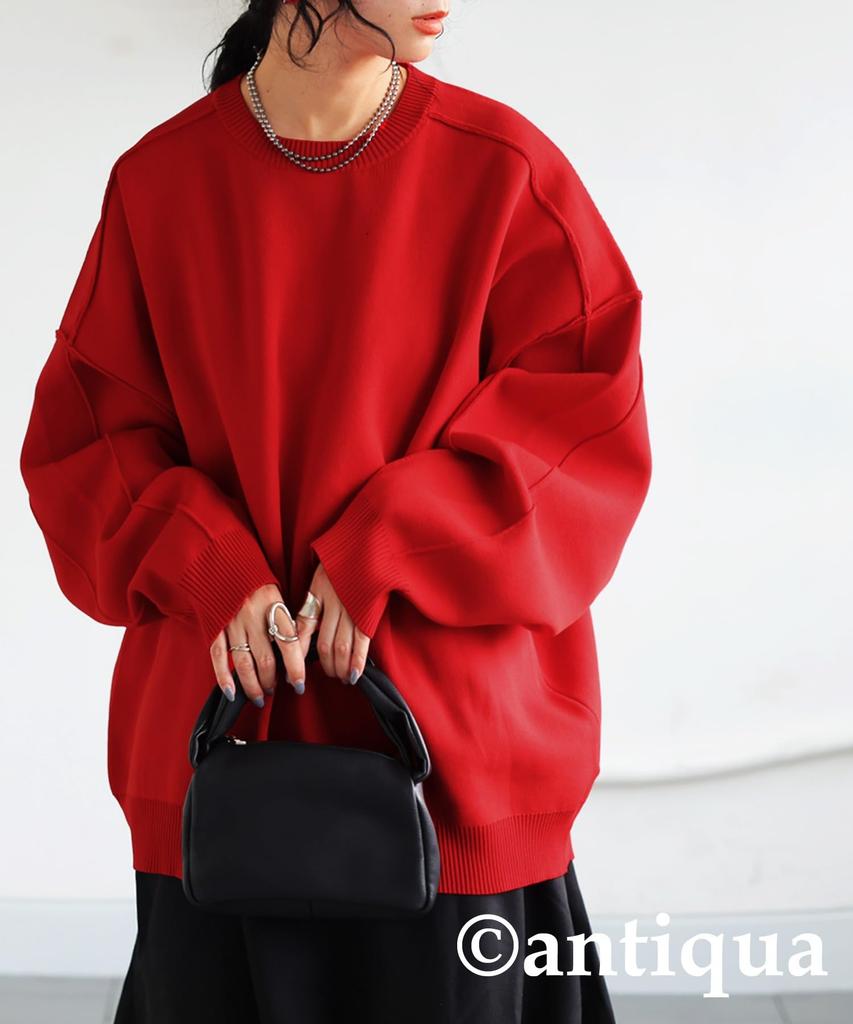 antiqua Sponge Knit Long Solid Plus to Size Red Women's Sweater, Sleeve, Color, ZA-00214, (equivalent L-XXL), 12,