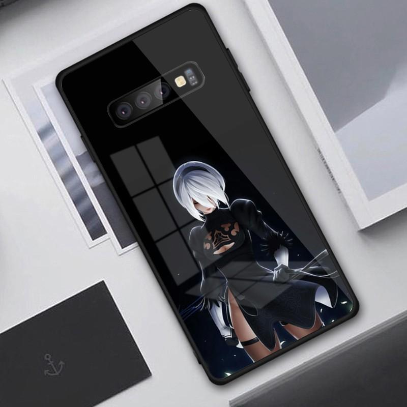Cute Girl Nier Automata Phone Case For Samung A32 A51 A52 NOTE 10 20 S10 S20 S21 S22 Pro Ultra Black PC Glass Phone Cover