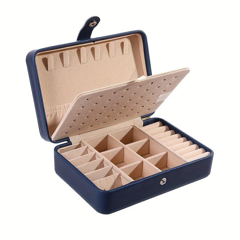 

1 шт. Двошарова коробка для зберігання ювелірних виробів із хрестовим візерунком для сережок і кілець білий