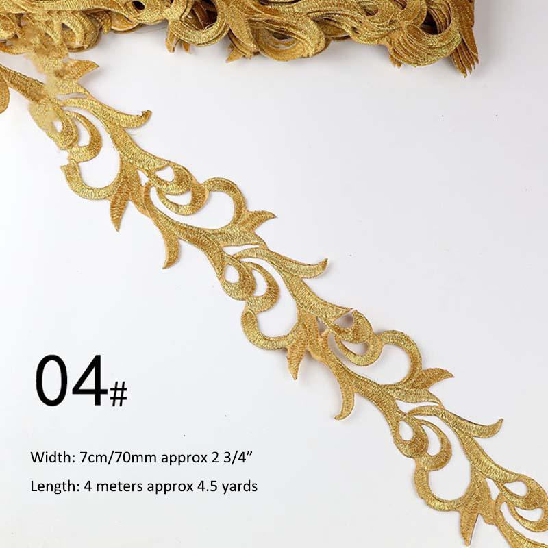 Gold Silver Thread Heavy Embroidery Lace Ribbon Shiny Diy Ethnic Garment Costume Dress Embellished Textile Iron-on Lace Trims