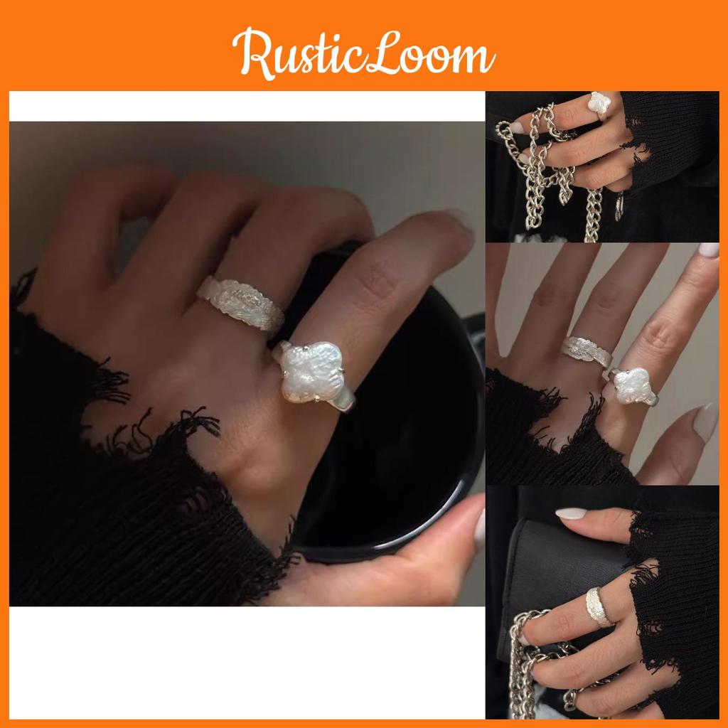 Copper Fashionable Ring For Women With Irregular Pearl And Contemporary Aesthetic