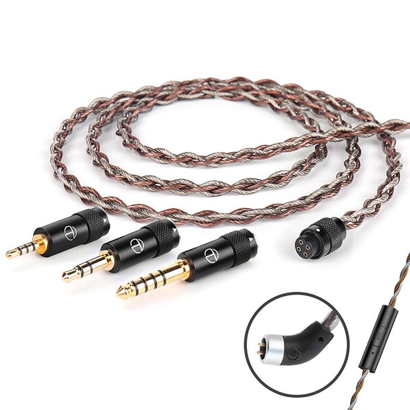 TRN Červený řetízkový vylepšovací kabel pro sluchátka, 4-vodičový měděno-stříbrný mix, Vyměnitelné audio konektory 2,5/3,5/4,4 mm