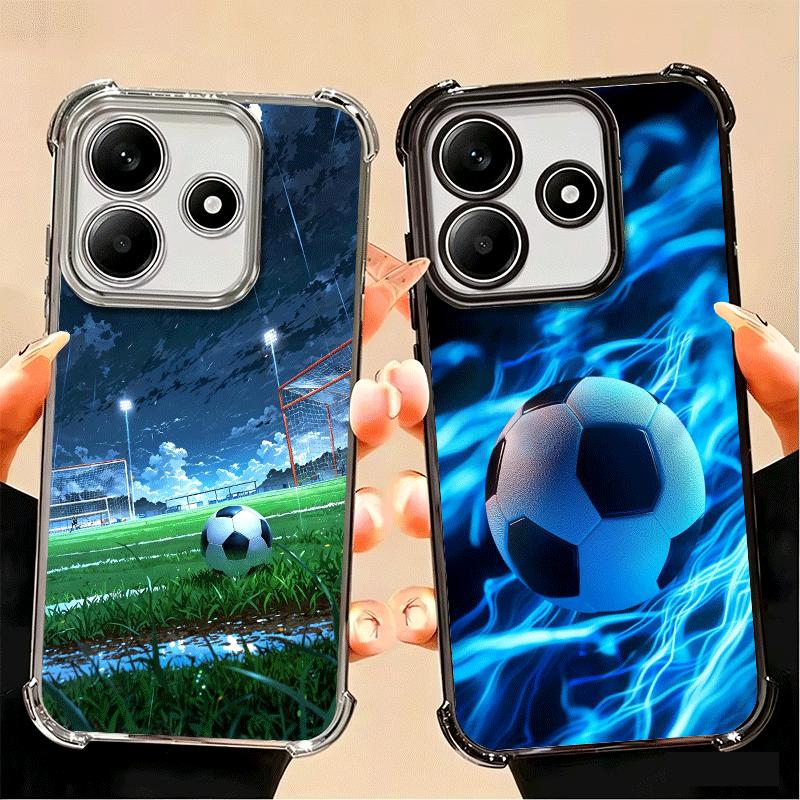 Football Soccer Ball Design Plating Phone Case For Xiaomi Poco X5 X6 X7 X8 Pro Max F8 Ultra F7 M8 M7 M5S Redmi 15C 15 14C 13C 13