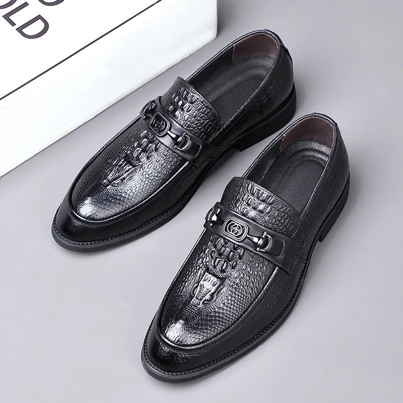 New First-layer Cowhide Men's Leather Shoes Business Dress Gentleman Pointed Men's Shoes Leather Men's Shoes Soft