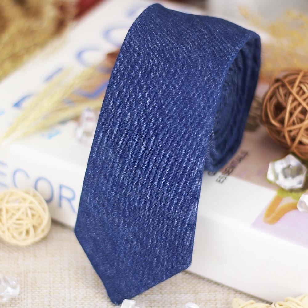 Adjustable Jean Fabric Tie Narrow Retro Cravat Simple Denim Men Necktie  Business