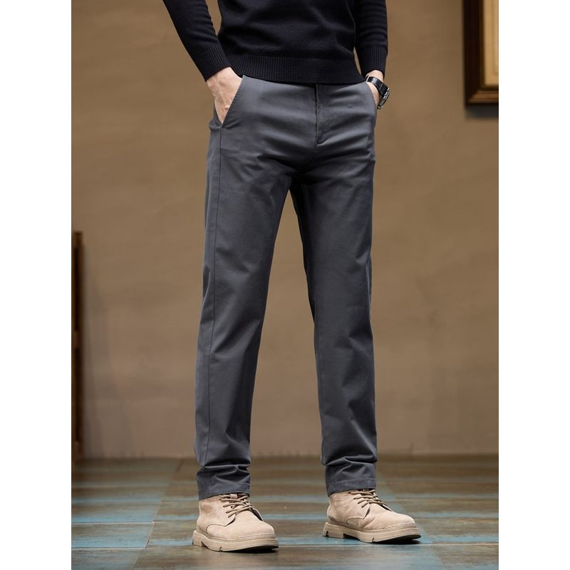 Factory Surplus Spring and Autumn Pure Cotton Casual Pants for Men, High-End Business Khaki Straight-Leg Dress Pants, Versatile Long Pants