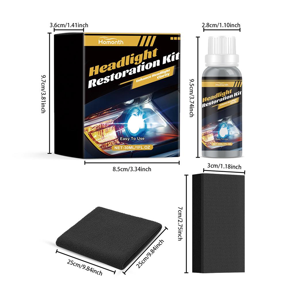 30ml Headlight Restoration Kit Headlight Lens Restoration System Car Headlight Maintenance Retreading Clean Kit,Car Care Project