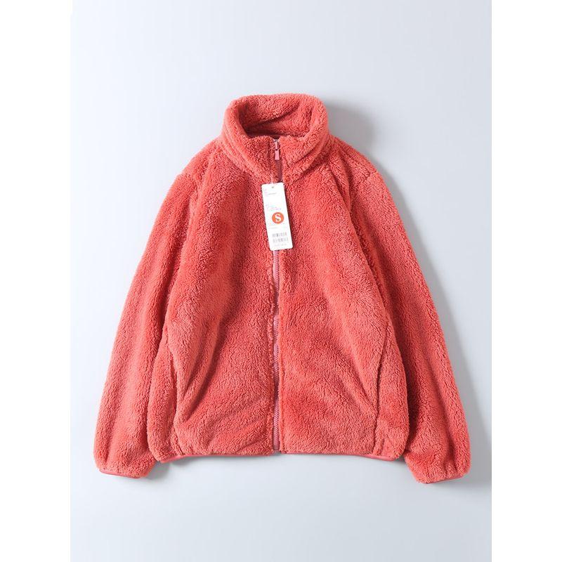 Women's Loose-Fitting Thick Warm Slim-Fit Stand-Collar Lamb Wool Fleece Coat for Spring and Autumn, Export Surplus