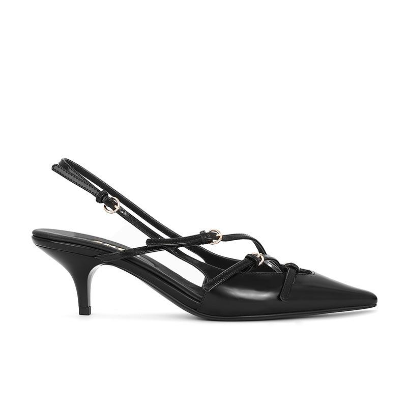 

Pointed Baotou Buckle Back Empty High Heel Sandals Women s Commuter Dinner Shoes Spring 34 чорний