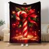 1pc Red Christmas Blanket Candy Printed Skin-Friendly Soft Blanket Machine Washable  New for Home Christmas Decoration