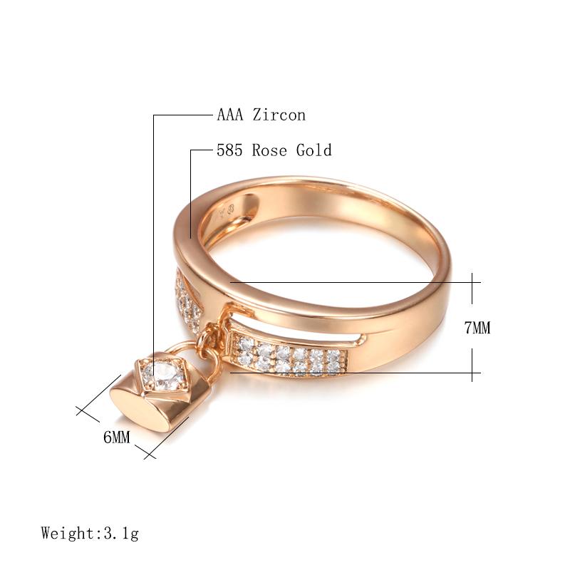 Luxus Rose Gold Schlossring Braut Hochzeit Feiner Schmuck Mikroeinlagen Bedeckt Natürlicher Zirkon Damen Ring Zubehör