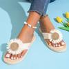 Women's Chrysanthemum Decor Flip Flops, Casual Slip Toe Slide Sandals, Lightweight Beach Shoes