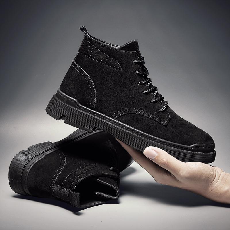 Men High Quality Leather Boots Male Spring Casual Motorcycle Ankle Botas Hombre Men Lace-Up Basic Boots Man Fashion Men Boots789