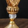 Arabic Style Golden Iron Incense Burner with Lid Traditional Bakhoor Censer for Charcoal Aromatherapy Home Decor