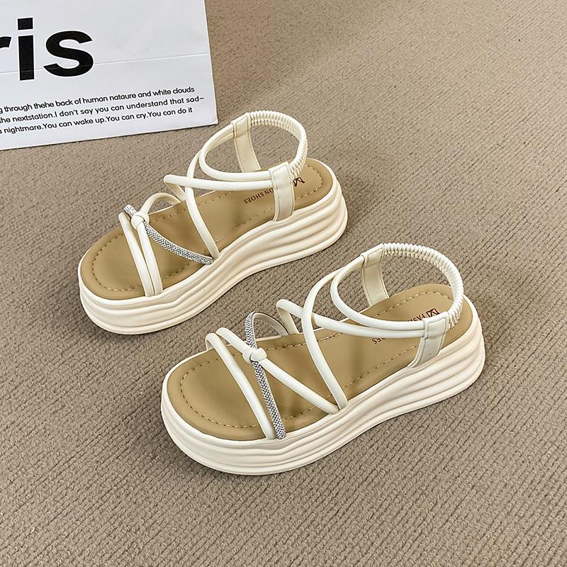 CRLAYDK Women's Sandals Platform Strappy Slip On Slides Open Toe Ladies Beach Shoes Casual Walking Thick Sole Dressy Slippers