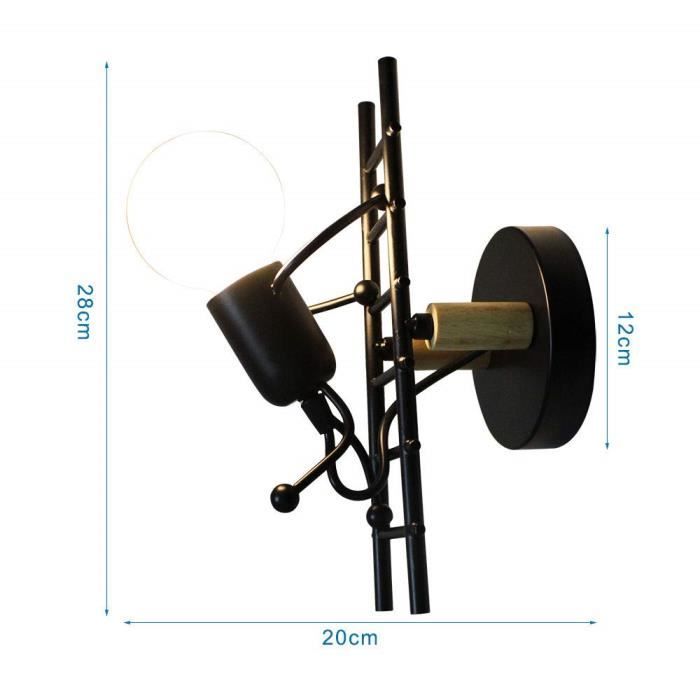 Applique Murale - Noir Vintage - Métal - E27 - 60W - Design Contemporain
