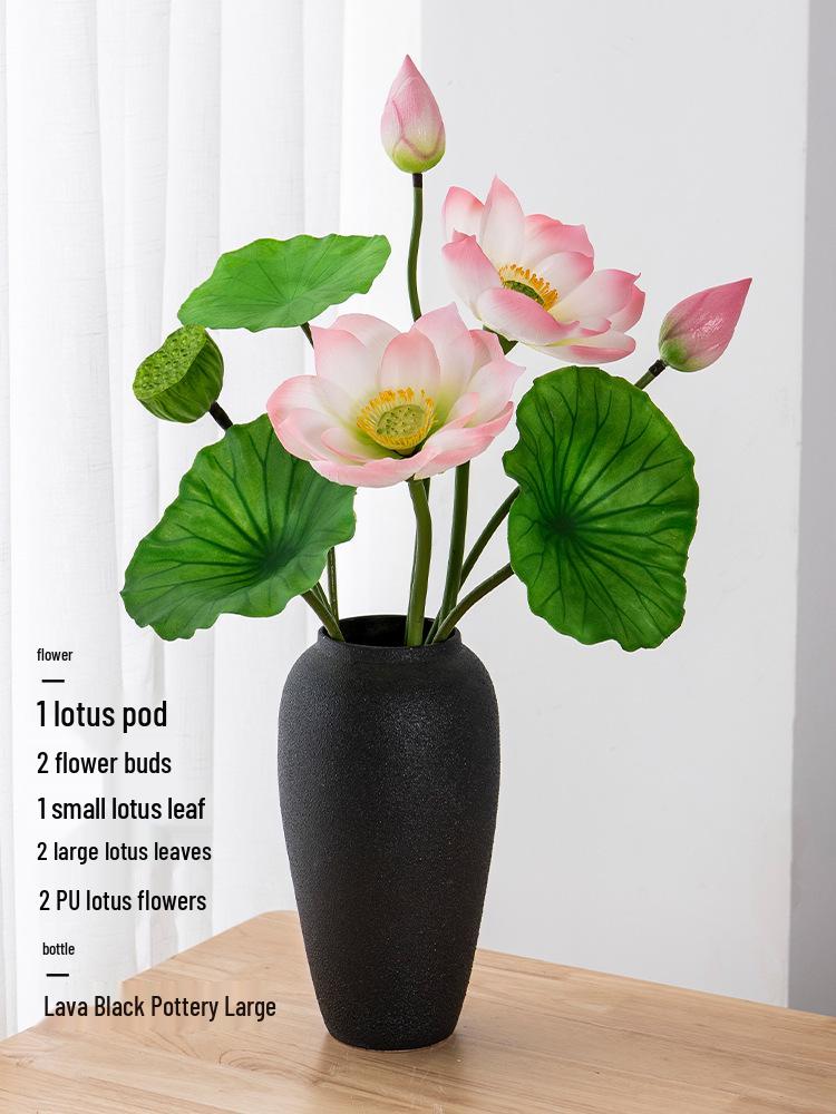 High-End PU Lotus Simulation: Chinese-Style Artificial Flower Decoration and Photo Prop for Living Room.