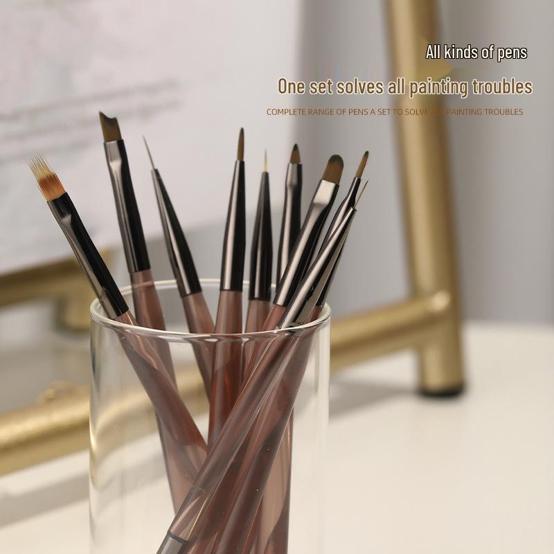 Japanese Nail Art Brush Set: Double-Headed Gel Builder, Liner, Ombre Brushes