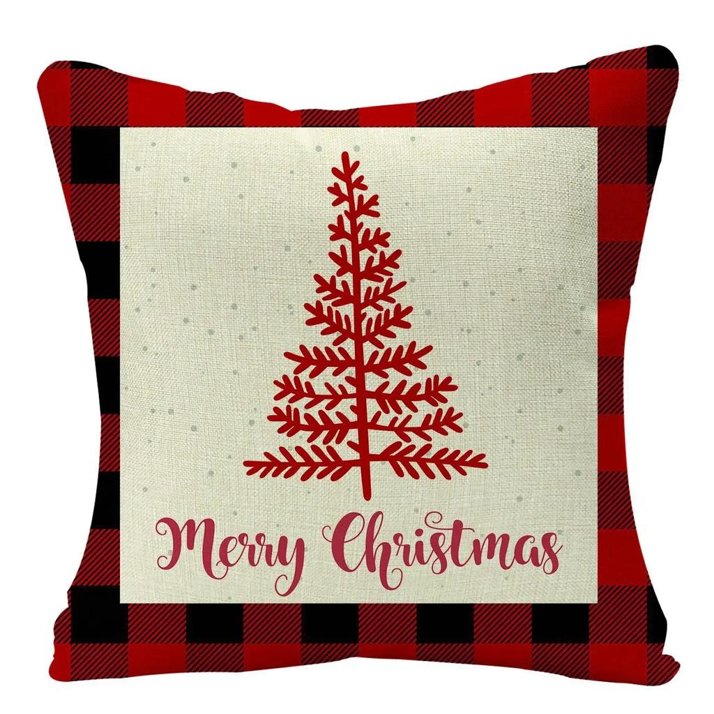 2022 Merry Christmas Home Decor Cushion Cover 45x45cm Cute Animals Cartoon Printed Throw Pillow Cover Xmas Decorative Pillowcase